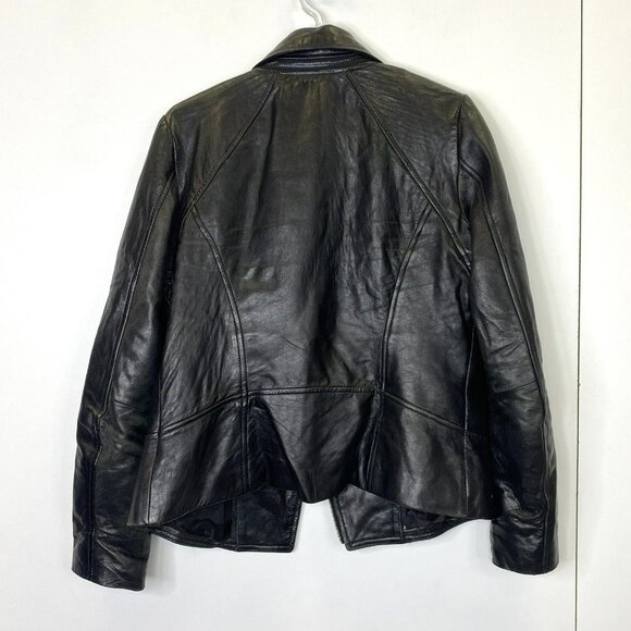 Soia & Kyo Leather Jacket Womens Size Medium Moto Motorcycle Biker Black - Picture 8 of 10